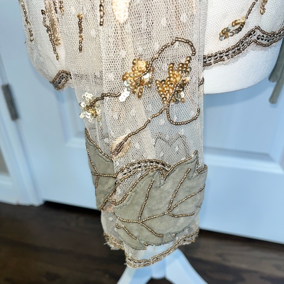 Freepeople Lace Embellished Embroidery Draw String Wrap Top - Picture 7 of 9